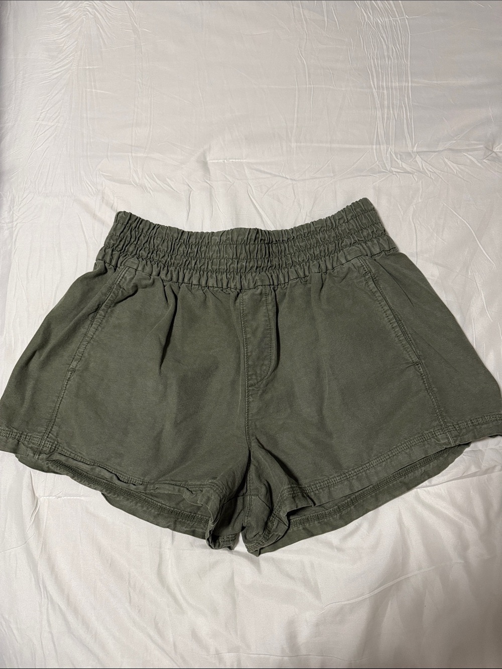 aerie Olive Green High-Rise Elastic Waist Shorts